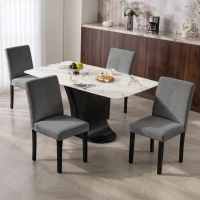 HOMCOM Modern Dining Chairs Set of 4, Kitchen Chairs with Rubberwood Legs and Padded Seat, Dark Grey(m-1)