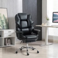 HOMCOM Big and Tall Office Chair, 400 lbs Overstuffed Desk Chair with Spring Cushion, Shaped Foam, PU Leather(m-11)