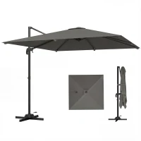 Outsunny 10 FT Cantilever Patio Umbrella, Square Patio Umbrella with Crank Handle, Cross Base and Tilt, 360° Rotation(m-2)