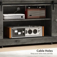 HOMCOM TV Stand with Power Outlets, Sliding Barn Doors and Adjustable Shelves for 72 Inch TVs, Dark Grey(m-9)