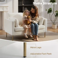 HOMCOM Loveseat Sofa, 55" Small Sofa Couch with 2 Pillows, Metal Legs for Living Room, Bedroom, Apartment, Cream White(m-5)