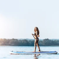 Soozier Inflatable Paddle Board, 120'' x 30" x 6" Stand Up Paddle Board Lightweight & Foldable w/ ISUP Accessories & Carry Bag, Aluminum Paddle, Fix Accessories Set, Air Pump, Leash(m-1)