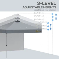 Outsunny 10' x 10' Pop Up Canopy Tent with Adjustable Height, 1 Sidewall, and Wheeled Carry Bag for Outdoor, Garden, Patio, Grey(m-4)