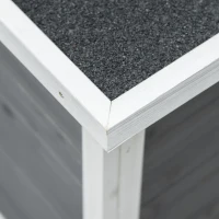 PawHut Outdoor Rabbit Hutch Wooden Bunny Hutch Rabbit Litter Box with Run,Open Roof, 36.25"L x 20"W x 30"H, Grey/White(m-9)