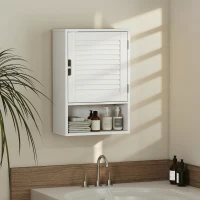 HOMCOM Bathroom Cabinet, Wall Mounted Storage Cabinet with Adjustable Shelves, 40 x 20 x 60 cm, White(m-8)