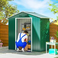 Outsunny 6.5x3.5ft Metal Garden Storage Shed for Outdoor Tool Storage with Double Sliding Doors and Vents, Green(m-1)