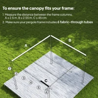 Outsunny 8.2' x 8.4' Retractable Pergola Canopy Replacement for 10' x 10' Frame, Pergola Cover Replacement (Cover Top Only), Tan(m-4)