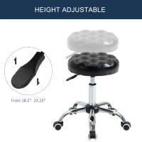 HOMCOM Rolling Swivel Padded Salon Stool with Adjustable Height Wheeled Tattoo Massage Chair Beauty SPA Bar Seat with Thick Padded Black(m-4)