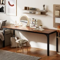 HOMCOM 79" Computer Desk, Desktop Desk with Metal Legs, Rustic Brown(m-7)