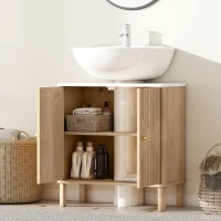 HOMCOM Floor Standing Bathroom Vanity, Bathroom Vanity Cabinet with Adjustable Shelf, Oak(m-7)