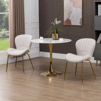 HOMCOM Dining Chairs Set of 2, Modern Accent Chair with Cushioned Backrest, Upholstery for Living Room, Cream White(m-8)