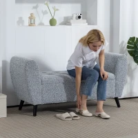 HOMCOM Upholstered Storage Bench with Arms, Modern Ottoman Bench for Bedroom, Entryway, and Living Room, Grey(m-9)