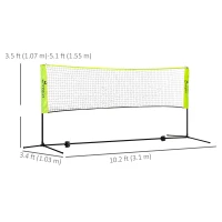 Soozier 10ft Badminton Net, Height Adjustable Outdoor Sports Net with Carry Bag, for Tennis, Pickleball and Volleyball, Yellow(m-3)