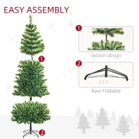HOMCOM 7FT Christmas Tree Artificial Classic Tree Holiday Indoor Decoration, with Mental Support 968 Tips, Green(m-6)