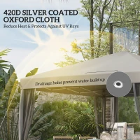 Outsunny 10' x 10' Pop Up Canopy Tent Gazebo, Foldable Canopy Tent with Zipper Mesh Sidewalls, Light Grey(m-5)