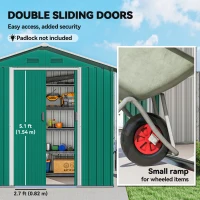 Outsunny 6.5x3.5ft Metal Garden Storage Shed for Outdoor Tool Storage with Double Sliding Doors and Vents, Green(m-5)