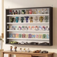 HOMCOM 5-Tier Display Cabinet, Shot Glass Display Case, Glass Curio Cabinet with 2 Glass Doors and 4 Adjustable Shelves, Black(m-1)