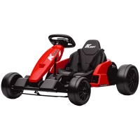 Qaba 24V Electric Go Kart with Dual 150W Motors, Adjustable Seat & 11.2MPH High Speed, Slow Start, 5-Point Harness, Red(m-2)