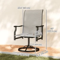 Outsunny Patio Swivel Chair Set of 2, Swivel Rocker Outdoor Chairs with High Back, for Lawn Garden Backyard Deck, Light Grey(m-3)