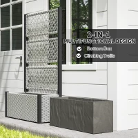 Outsunny Wicker Outdoor Planter with Trellis, 58" Standing Garden Bed with Liner, Drainage Holes for Climbing Plants, Mixed Grey(m-5)