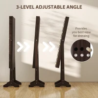 HOMCOM Free Standing Armoire Organizer, Lighted Mirrored Jewelry Cabinet w/ Angle Adjustable & 16 LED Lights, Dark Brown(m-6)