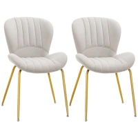 HOMCOM Dining Chairs Set of 2, Modern Accent Chair with Cushioned Backrest, Upholstery for Living Room, Cream White(m-2)