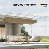 Outsunny 8.2' x 8.4' Retractable Pergola Canopy Replacement for 10' x 10' Frame, Pergola Cover Replacement (Cover Top Only), Tan(m-10)