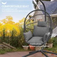 Outsunny Metal Stand Hanging Egg Chair, with Full Body Padded Seat - Grey(m-6)
