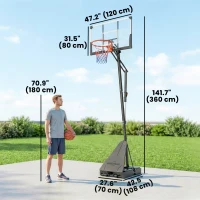 Soozier Portable Basketball Hoop Height Adjustable 8-10 Ft with 47" Shatterproof Backboard, Shock Absorbent Rim, Fillable Base(m-3)