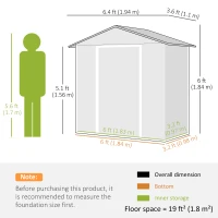 Outsunny 6.5x3.5ft Metal Garden Storage Shed for Outdoor Tool Storage with Double Sliding Doors and Vents, Green(m-3)
