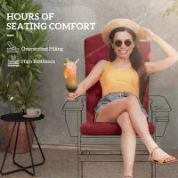 Outsunny Patio Chair Cushion for Adirondack Chairs Replacement Cushion with Back and Ties, Wine Red(m-4)