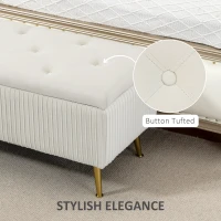 HOMCOM Storage Ottoman Bench, 43 Inch Large Storage Chest with Steel Legs and Padded Seat, Foot Rest, Load 485 lbs, Beige(m-4)