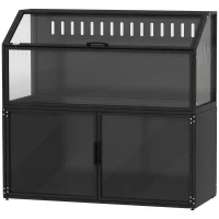 PawHut Hamster Cage with Storage Cabinet, Small Animal Cage with Easy View Acrylic Panels and Openable Top, Guinea Pig Habitat(m-1)