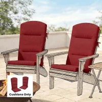 Outsunny Patio Chair Cushion for Adirondack Chairs Replacement Cushion with Back and Ties, Wine Red(m-9)