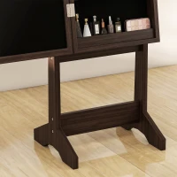 HOMCOM Free Standing Armoire Organizer, Lighted Mirrored Jewelry Cabinet w/ Angle Adjustable & 16 LED Lights, Dark Brown(m-10)