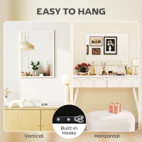 HOMCOM 22" x 30" Bathroom Mirror for Wall, Rectangular Mirror for Living Room, Bedroom, Entryway, White(m-5)