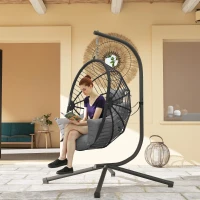 Outsunny Metal Stand Hanging Egg Chair, with Full Body Padded Seat - Grey(m-8)