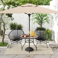 Outsunny 39.4" Round Outdoor Dining Table Coffee Side Bistro Table with Umbrella Hole, Glass Top, Steel Frame for Garden, Patio(m-1)