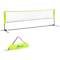 Soozier 14ft Badminton Net, Height Adjustable Outdoor Sports Net with Carry Bag, for Tennis, Pickleball and Volleyball, Yellow(m-11)
