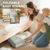 Qaba Foldable Baby Plat Mat, 79" x 59" Kids Floor Mat for Crawling and Learning, Track & Elephant Theme(m-7)