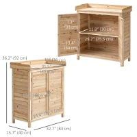 Outsunny Wood Garden Shed, Compact Outdoor Storage Cabinet Potting Shed with Inner Shelf and Double Doors for Backyard, Natural(m-3)