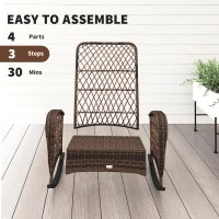 Outsunny Outdoor Wicker Rattan Rocking Chair Patio Rocker with Thick Cushions for Garden Backyard Porch, Black(m-7)