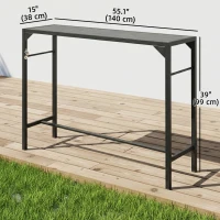 Outsunny Bar Height Outdoor Table with Built-In Bottle Opener, Patio Bar Table with Wood Grain Plastic Top, 55" x 15" x 39"(m-3)
