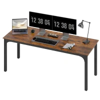 HOMCOM 79" Computer Desk, Desktop Desk with Metal Legs, Rustic Brown(m-2)
