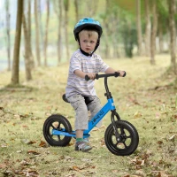 Qaba 12" Kids Balance Bike No Pedal Bicycle Adjustable Seat and Handlebar Training Toddler Bike 3 - 5 Years Blue(m-1)