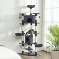 PawHut 79" Scratching Kitten Tree Condo Kitten Scratch Activity Center Toys Dark Grey(m-8)