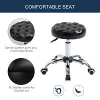 HOMCOM Rolling Swivel Padded Salon Stool with Adjustable Height Wheeled Tattoo Massage Chair Beauty SPA Bar Seat with Thick Padded Black(m-6)