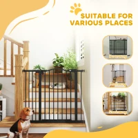 PawHut Extra Tall Dog Gate with Door, Pressure Fit, Auto Close, Double Locking for Doorways Hallways Stairs, 29"-37", Black(m-9)