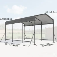 Outsunny 10 x 15FT Metal Carport, Heavy-Duty Carport Canopy with Reinforced Frame & Galvanized Steel Roof, Dark Grey(m-3)