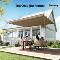 Outsunny 8.2' x 8.4' Retractable Pergola Canopy Replacement for 10' x 10' Frame, Pergola Cover Replacement (Cover Top Only), Tan(m-9)